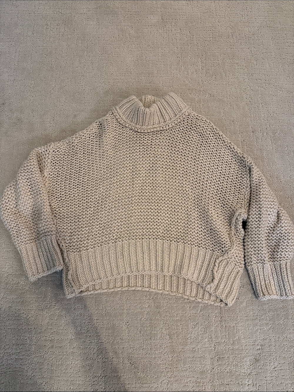 Free People Chunky Turtleneck Sweater in Cream- size XL